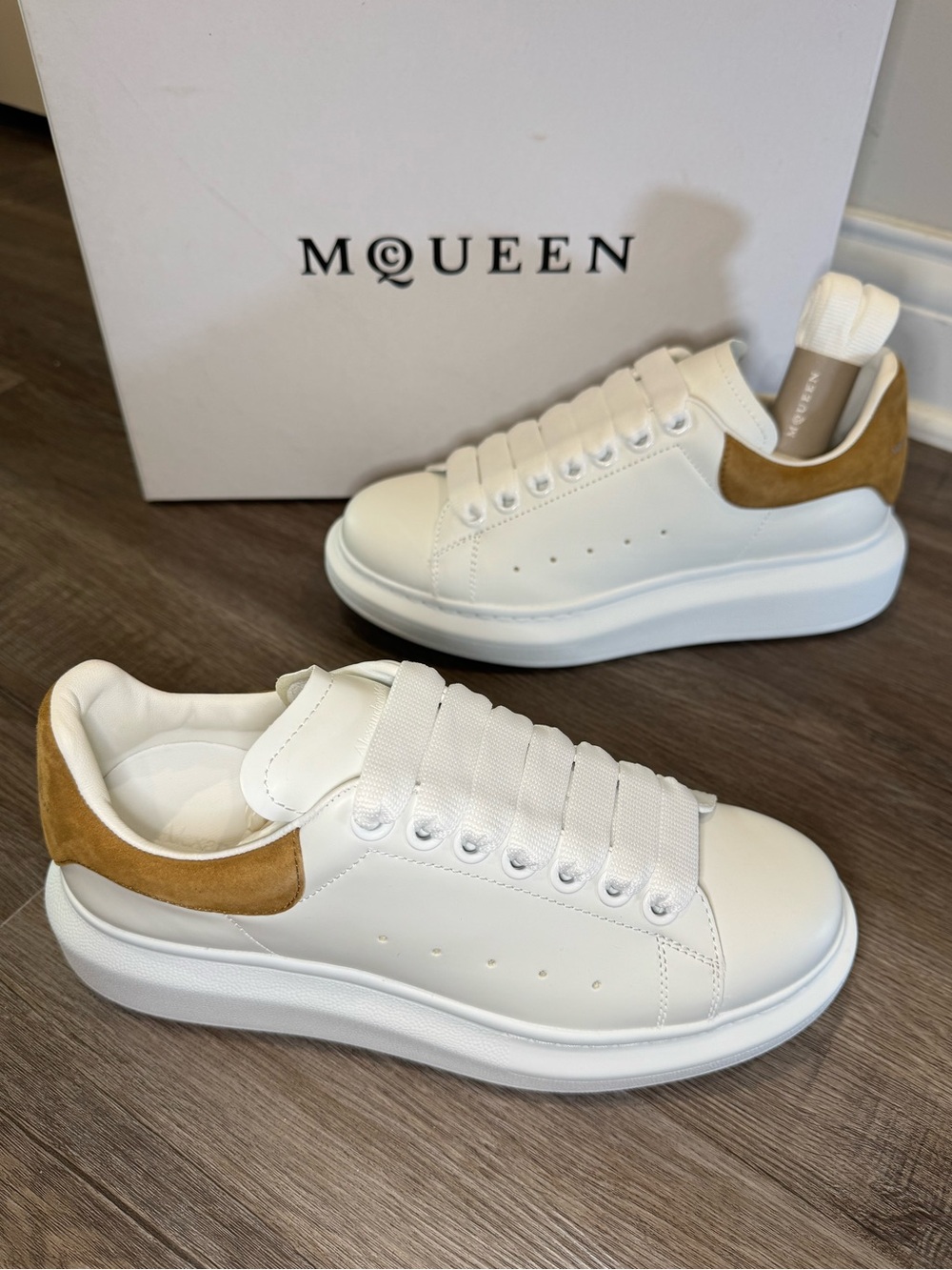 Alexander McQueen New Tech Calf Leather Platform in White Labrador Sneakers